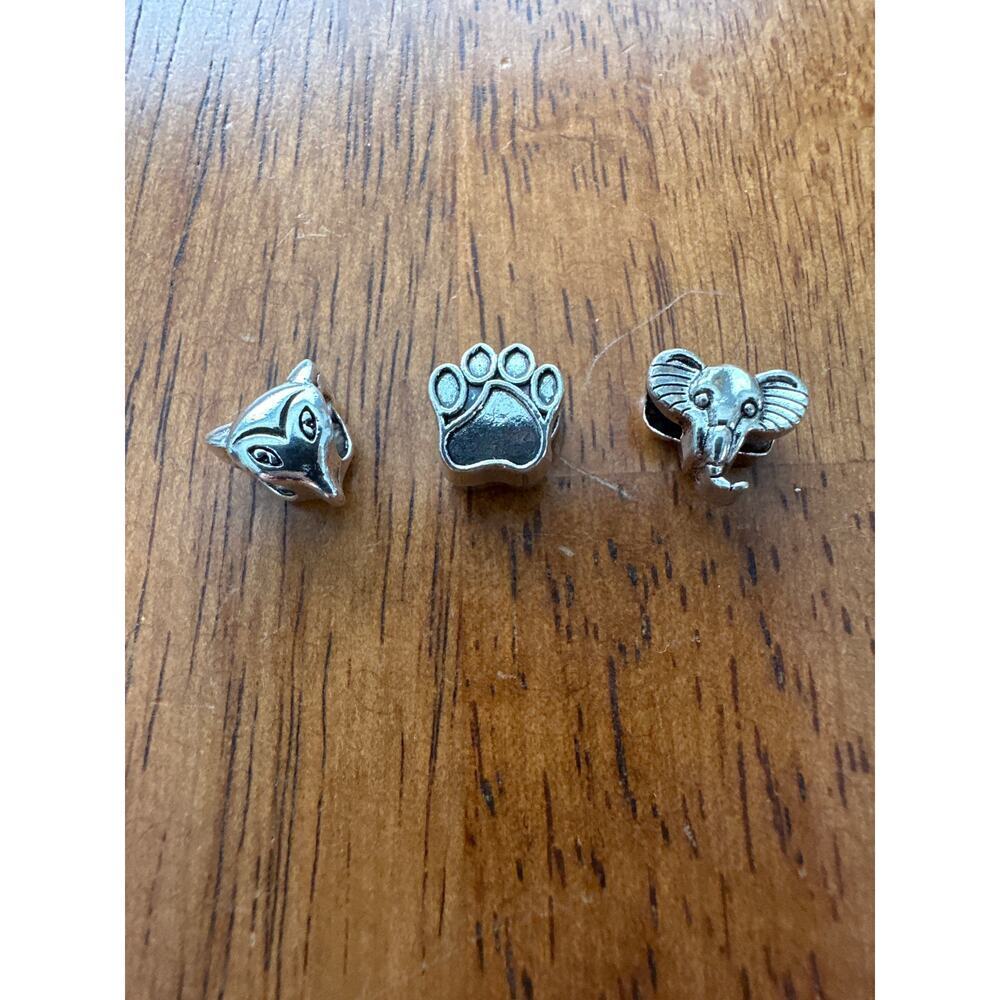 Silver-Tone Animal Themed Bead Charms – Set of 3 (European Bracelet Style